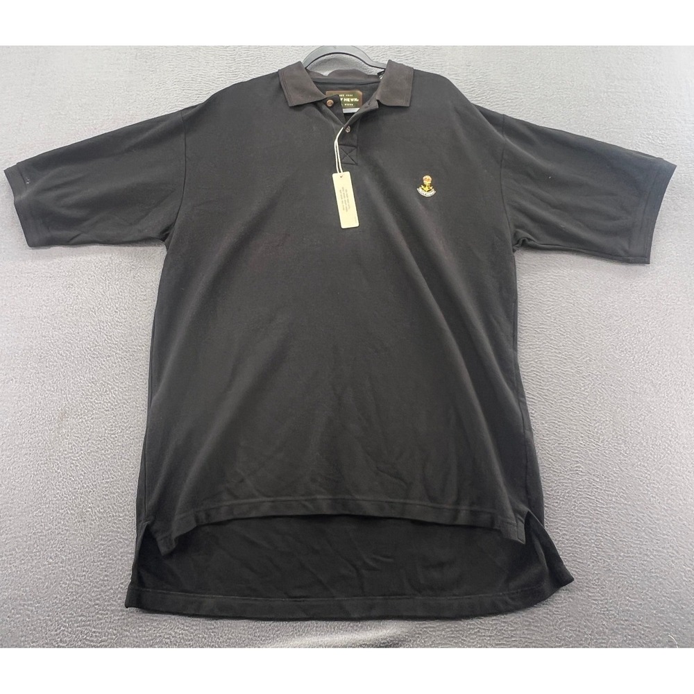 Ruff Hewn Polo Shirt Mens XL Black Cotton Pique Short Sleeve Crest Logo NWT